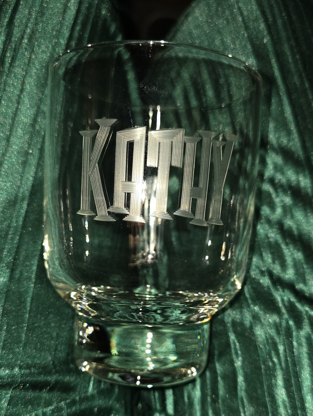 Source Unknown Clear Glass Tumbler with 'Kathy' Etching